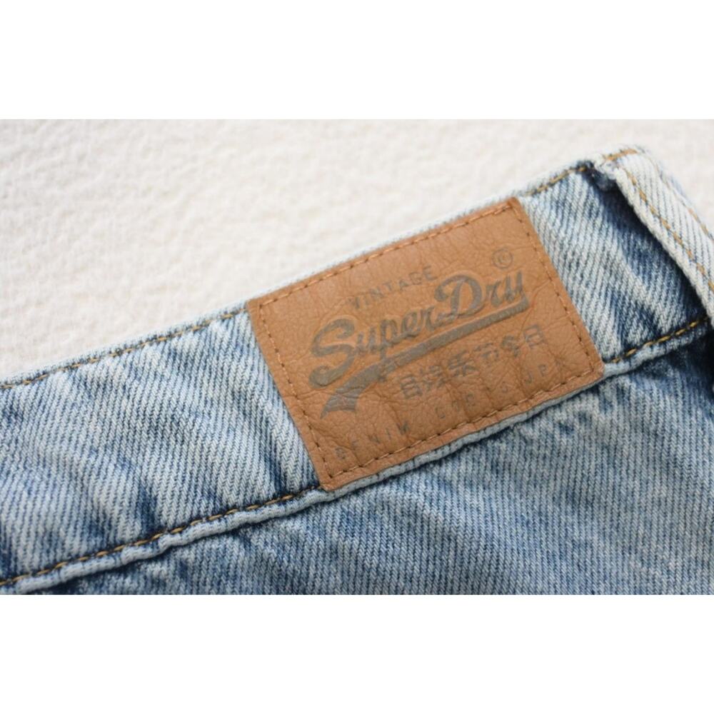 SuperDry Frankie Wide Leg Blue Button Fly Denim Jeans Mens Size 34 x 30‎